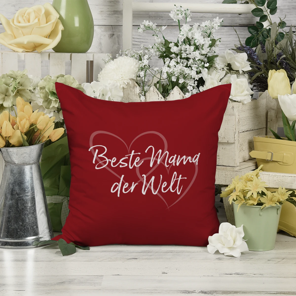 Kuschelkissen als Geschenk gestalten 30 x 30 cm | Beste Mama Herzen