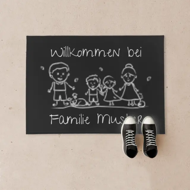 Fußmatte 70 x 50 cm Design Willkommen Familie 1