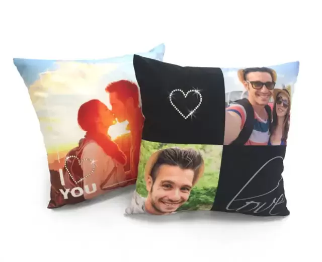 Ihr individuelles Kuschelkissen mit Kristallherz-Applikation.