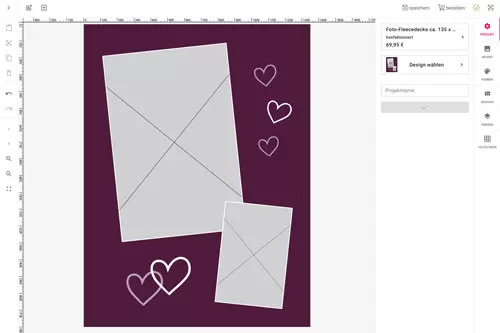 Screenshot Layoutanwendung: Fotodecke farbig gestalten