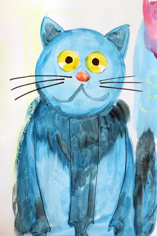 Kinderzeichnung von süßer Katze