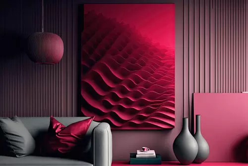 Abstrakte Wandbilder in Magenta