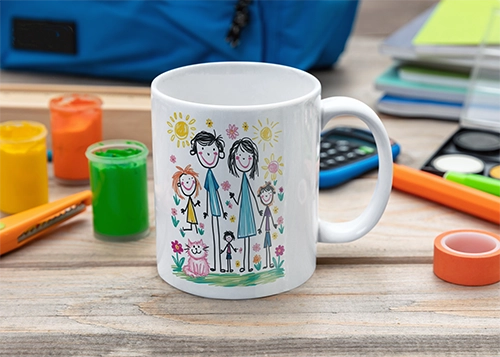 Tasse mit Kinderzeichnung bedruckt