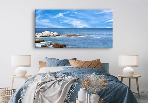 Fotoleinwand mit Meeresmotiv im Schlafzimmer