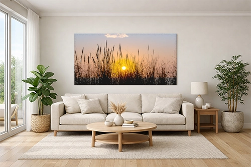 Warme Farben auf Leinwand im Wohnzimmer
