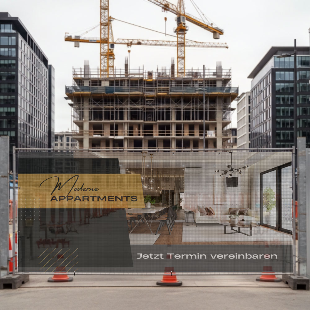 Individuelle Werbung am Bauzaun Bannerwerbung an Bauzäunen