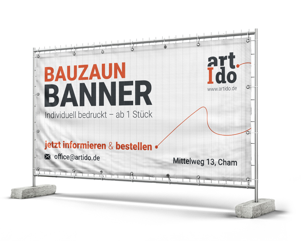 Bauzaunbanner als effiziente und kostengünstige Werbeflächen nutzen. Werbebotschaft auf Bauzaunbanner drucken lassen