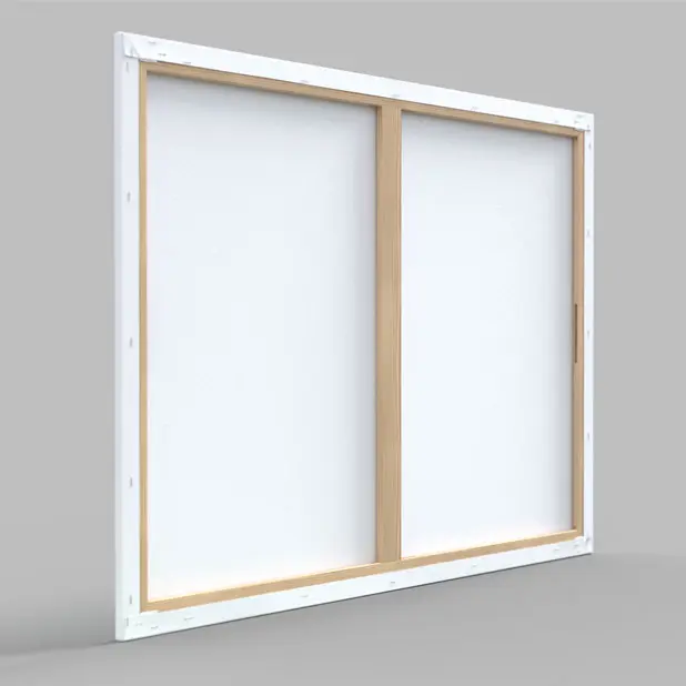 Die großen Canvas-Leinwände werden mit Zwischenleisten zusätzlich fixiert.