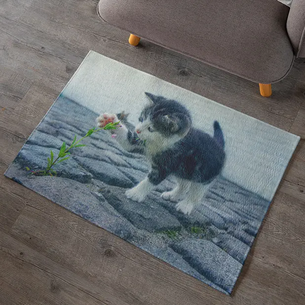 Selbst gestaltete Foto-Fußmatten als witziger Blickfang