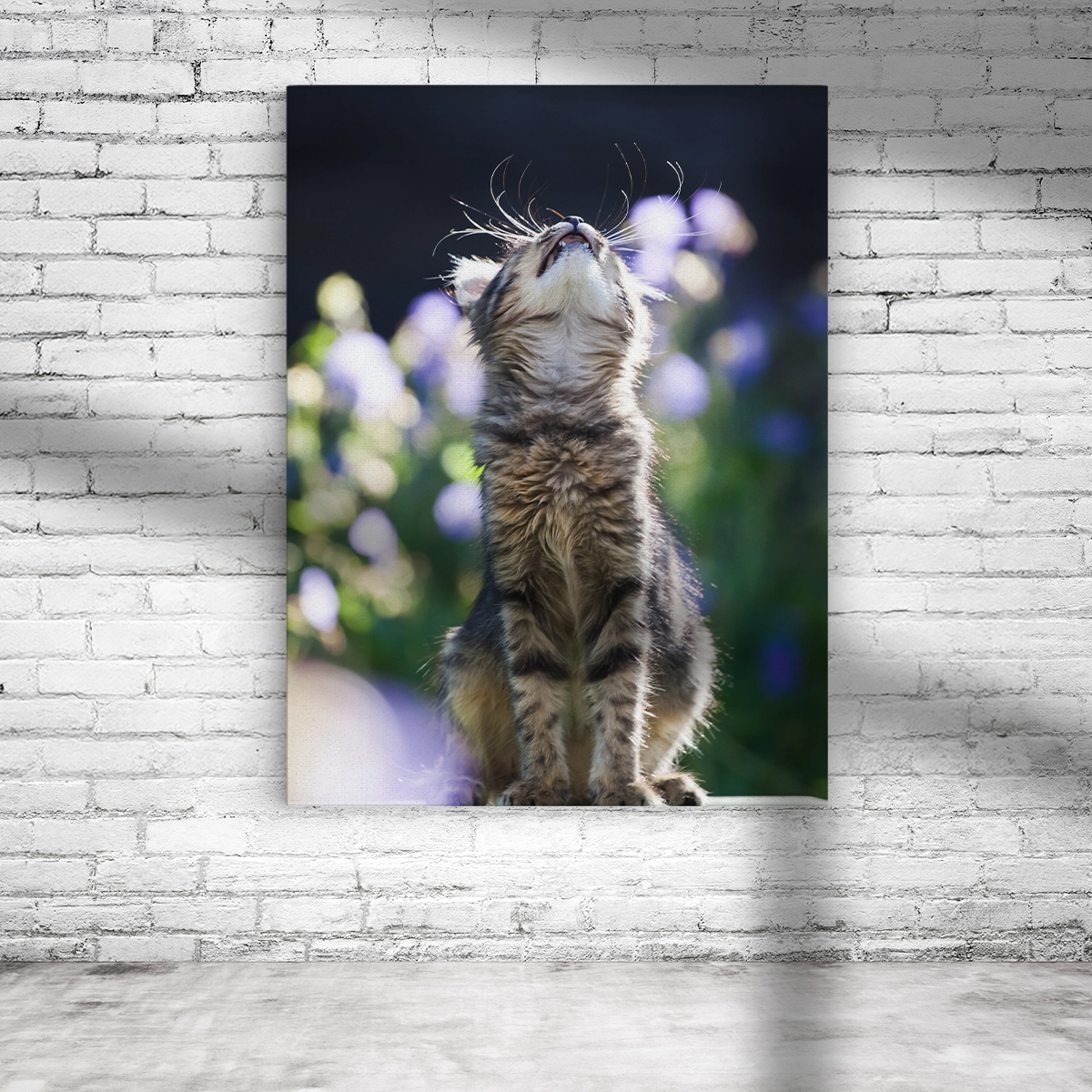 Leinwand mit Katzenfoto im Hochformat
