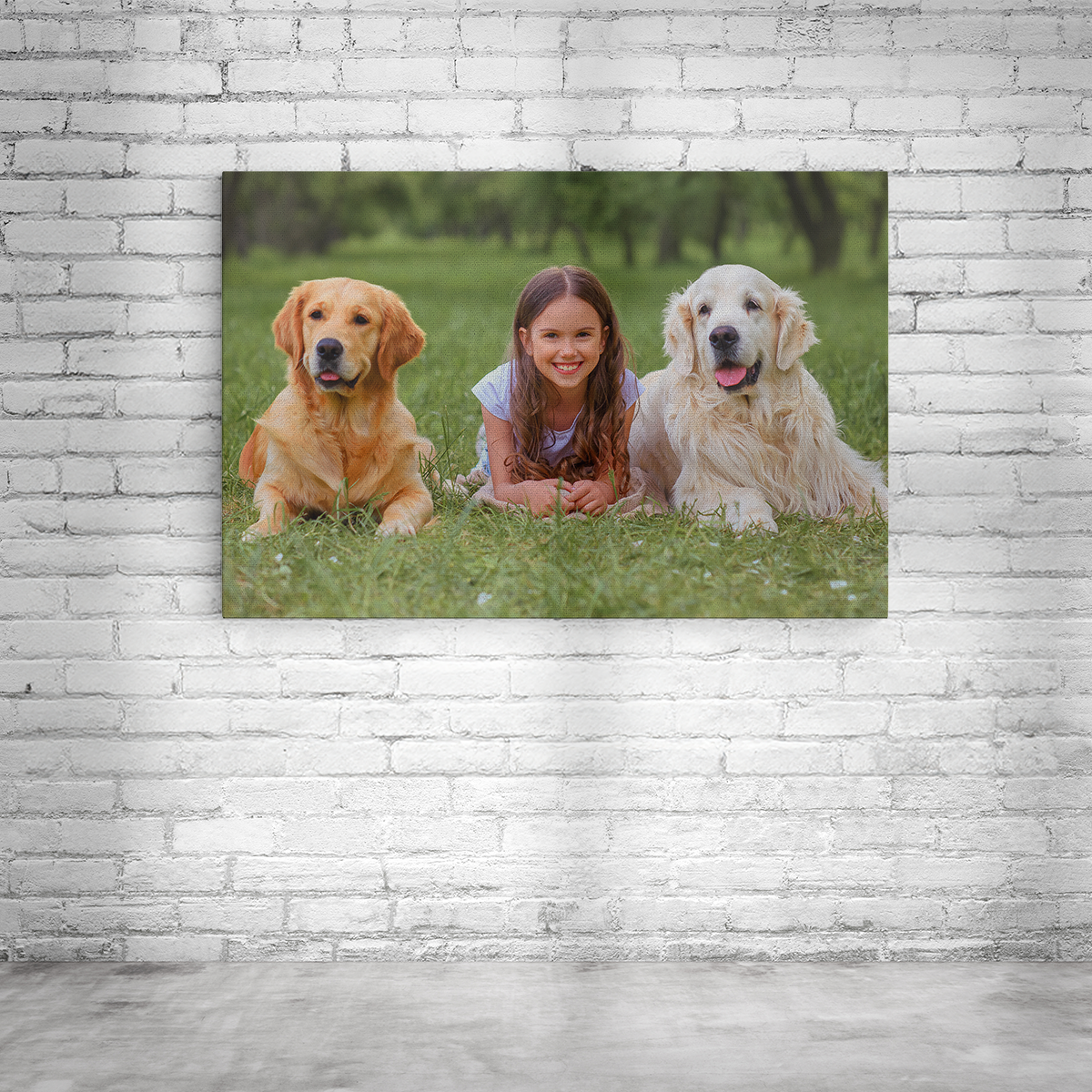 Leinwand Querformat mit Kind und Hund