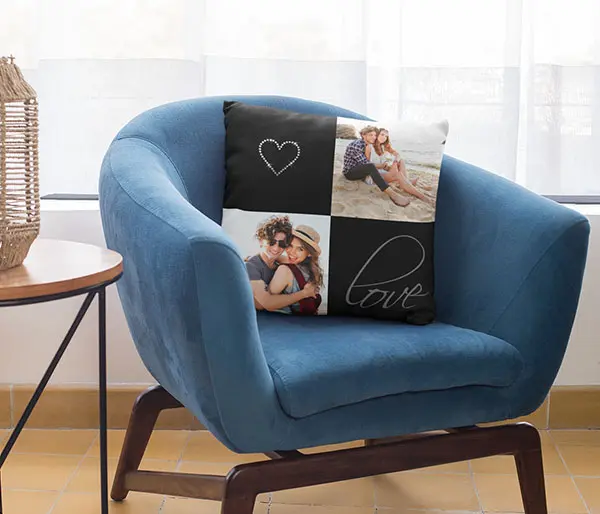 Fotokissen mit Kristallherz Kristallkuschelkissen