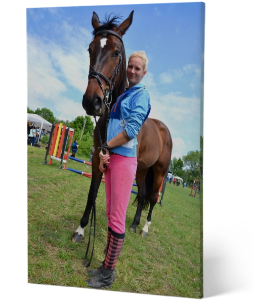Leinwand mit Pferd und Reiterin