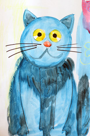 Kinderzeichnung von süßer Katze