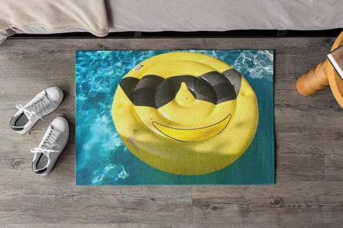Fußmatte mit witzigem Pool-Foto bedruckt